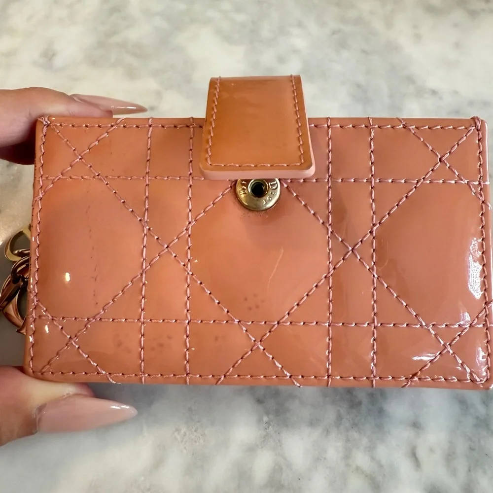 Dior Pink Quilted Card Holder
